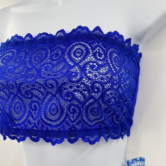 NWT Free People Bright Blue Lace Bandeau Bra Size M/L - Picture 3 of 5